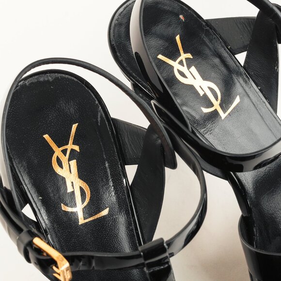 Saint Laurent Tribute Open Toe Black Patent Leather Platform Sandal - Picture 9 of 10